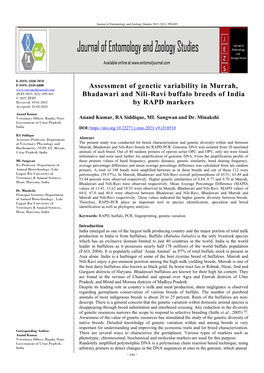 Assessment of Genetic Variability in Murrah, Bhadawari and Nili-Ravi