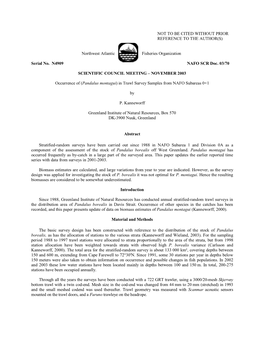 Pandalus Montagui) in Trawl Survey Samples from NAFO Subareas 0+1