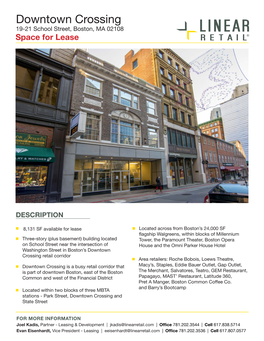 Downtown Crossing 19-21 School Street, Boston, MA 02108 Space for Lease