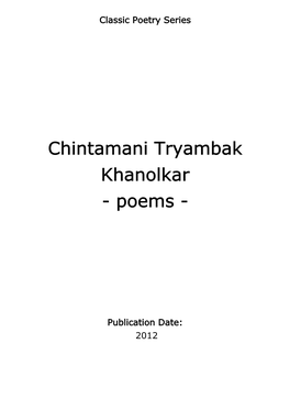 Chintamani Tryambak Khanolkar - Poems
