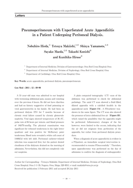 Pneumoperitoneum with Unperforated Acute Appendicitis in a Patient Undergoing Peritoneal Dialysis