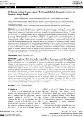 Morfologia Polínica Do Gênero Urospatha Schott (Araceae