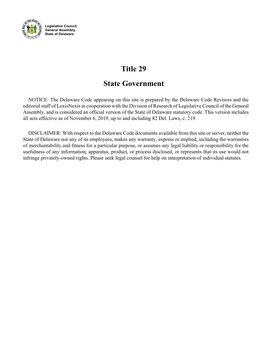 Title 29 State Government