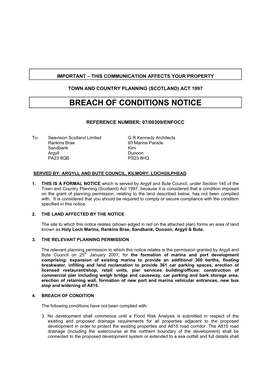 Breach of Conditions Notice