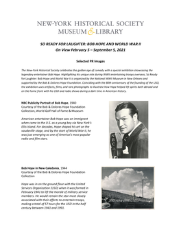 BOB HOPE and WORLD WAR II on View February 5 – September 5, 2021