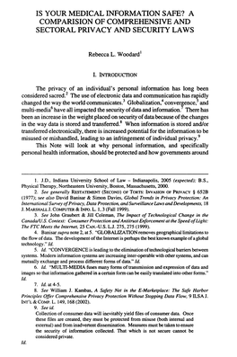 Is Your Medical Information Safe? a Comparision of Comprehensive and Sectoral Privacy and Security Laws