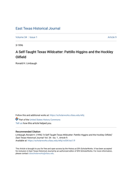 A Self-Taught Texas Wildcatter: Pattillo Higgins and the Hockley Oilfield