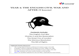 YEAR 4: the ENGLISH CIVIL WAR and AFTER (5 Lessons)