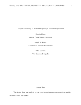 Running Head: CONFIGURAL SENSITIVITY to INTER-LETTER SPACING 1