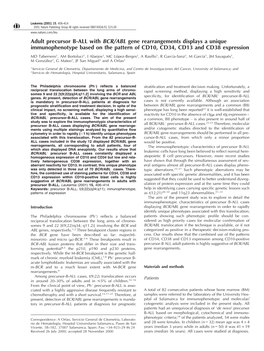 Adult Precursor B-ALL with BCR/ABL Gene Rearrangements Displays A