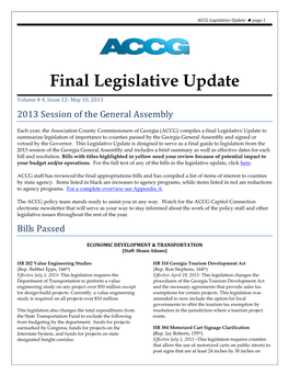 2013 Final Legislative Update