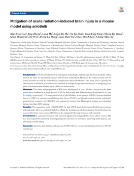 Mitigation of Acute Radiation-Induced Brain Injury in a Mouse Model Using Anlotinib