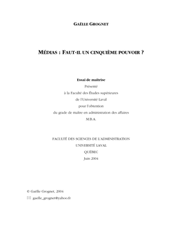 Médias : Faut-Il Un Cinquième Pouvoir ?