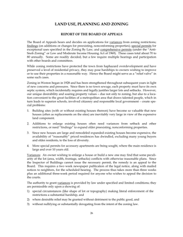 Report of the Board of Appeals