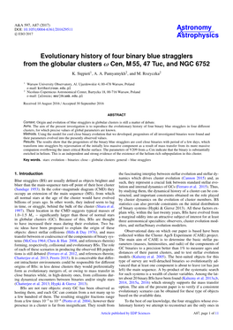 Evolutionary History of Four Binary Blue Stragglers from the Globular Clusters Ω Cen, M 55, 47 Tuc, and NGC 6752 K