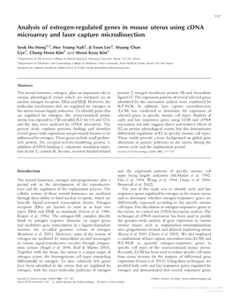 Analysis of Estrogen-Regulated Genes in Mouse Uterus Using Cdna Microarray and Laser Capture Microdissection