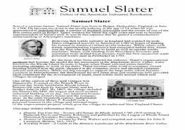 Sainuel Slater II Father of the American Industrial Revolution