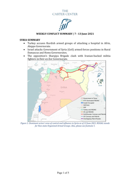 WEEKLY CONFLICT SUMMARY | 7 - 13 June 2021