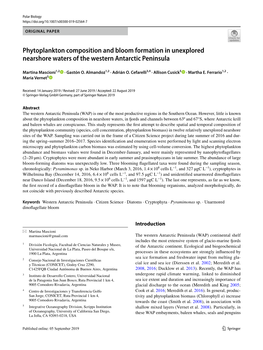 Phytoplankton Composition and Bloom Formation in Unexplored Nearshore Waters of the Western Antarctic Peninsula