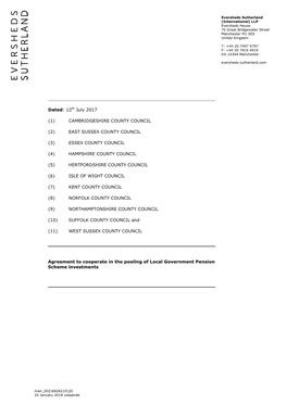 Dated: 12Th July 2017 (1) CAMBRIDGESHIRE COUNTY COUNCIL (2) EAST SUSSEX COUNTY COUNCIL (3) ESSEX COUNTY COUNCIL (4) HAMPSHIRE