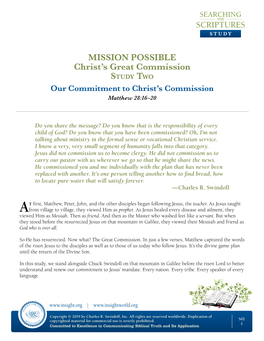 MISSION POSSIBLE Christ's Great Commission