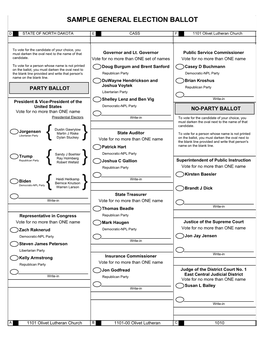 Sample General Election Ballot