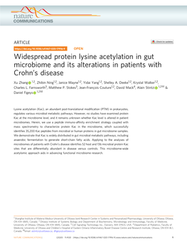 Widespread Protein Lysine Acetylation in Gut Microbiome and Its Alterations in Patients with Crohn’S Disease