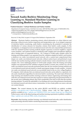 Deep Learning Vs. Standard Machine Learning in Classifying Beehive Audio Samples