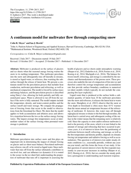 A Continuum Model for Meltwater Flow Through Compacting Snow