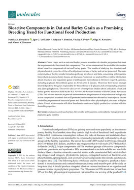 Bioactive Components in Oat and Barley Grain As a Promising Breeding Trend for Functional Food Production