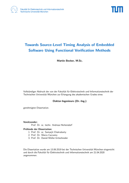 Towards Source-Level Timing Analysis of Embedded Software Using Functional Verification Methods