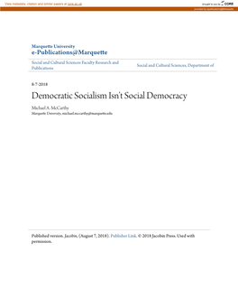 Democratic Socialism Isnâ•Žt Social Democracy