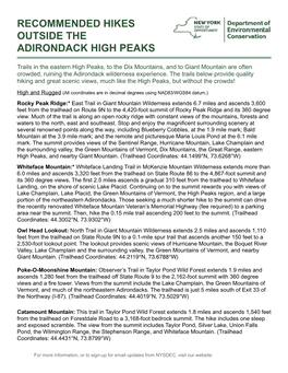 Recommended Hikes Outside the Adirondack High Peaks