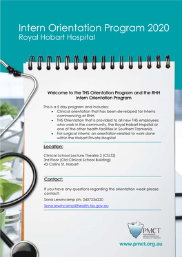 Intern Orientation Program 2020 Royal Hobart Hospital