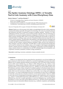 The Spider Anatomy Ontology (SPD)—A Versatile Tool to Link Anatomy with Cross-Disciplinary Data