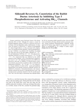 Sildenafil Reverses O2 Constriction of the Rabbit Ductus Arteriosus by Inhibiting Type 5 Phosphodiesterase and Activating Bkca C