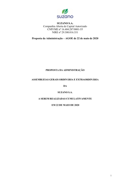 SUZANO S.A. Companhia Aberta De Capital Autorizado CNPJ/ME Nº 16.404.287/0001-55 NIRE Nº 29.300.016.331