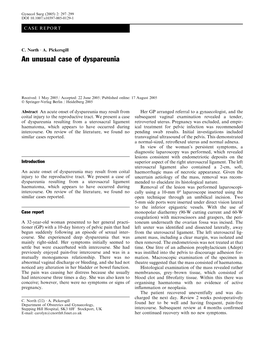 An Unusual Case of Dyspareunia