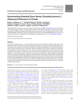 Documenting Potential Sunn Hemp (Crotalaria Juncea L.) (Fabaceae) Pollinators in Florida