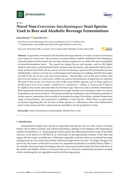 Novel Non-Cerevisiae Saccharomyces Yeast Species Used in Beer and Alcoholic Beverage Fermentations