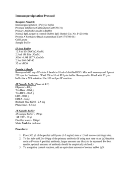 Immunoprecipitation Protocol