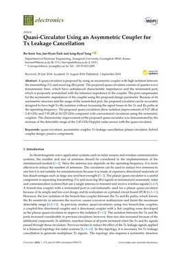 Quasi-Circulator Using an Asymmetric Coupler for Tx Leakage Cancellation