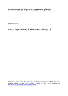 46417-001: Jaipur Metro Rail Line 1-Phase B Project