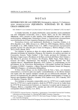 DISTRIBUCION DE LAS ESPECIES NOTOMABUYA FRENATA Y COPEOGLO­ SSUM Nlgropunctatum (SQUAMATA: SCINCIDAE) EN EL GRAN CHACO AMERICANO