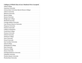 Colleges at Which Class of 2017 Students Were Accepted Adrian