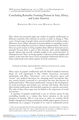 Concluding Remarks: Framing Protest in Asia, Africa, and Latin America