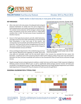 MAURITANIA Food Security Outlook October 2015 to March 2016 Visible