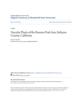 Vascular Plants of the Russian Peak Area Siskiyou County, California James P