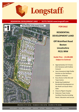 RESIDENTIAL DEVELOPMENT LAND Off Wainfleet Road Boston