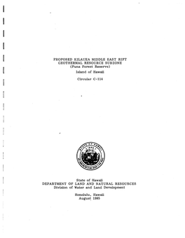 Proposed Kilauea Middle East Rift Geothermal Resource Subzone